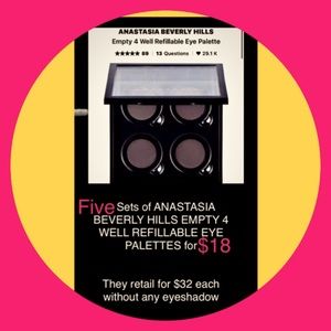 Anastasia Beverly Hills 5 for $18 refillable palettes